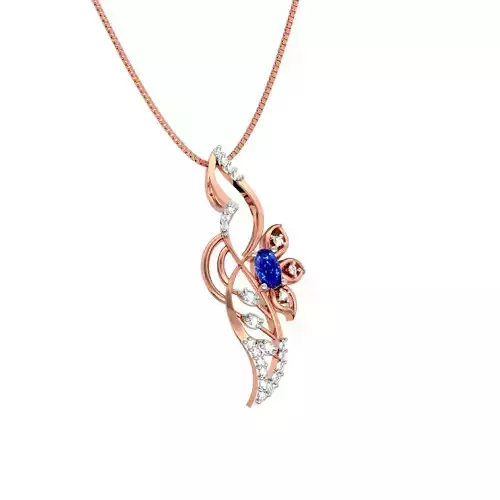 Rose Gold Floral Pendant With Sapphire