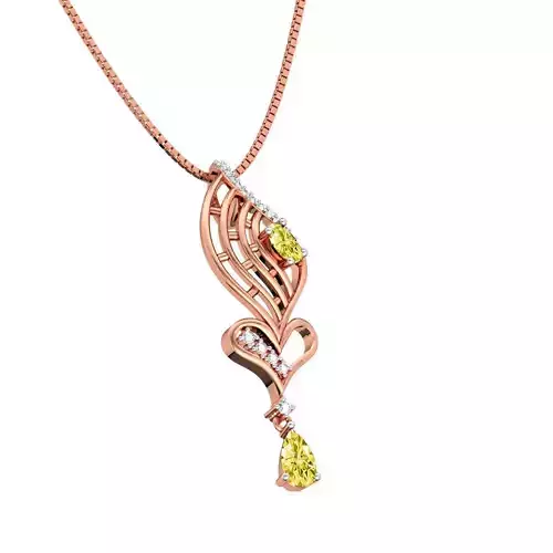 Heart Shaped Rose Gold Pendant With Gem 17
