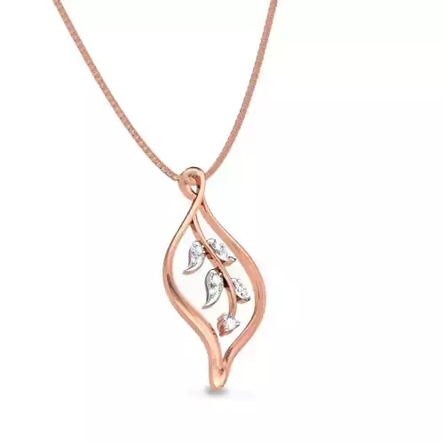 Leaf Shaped Rose Gold Pendant With Diamonds 2