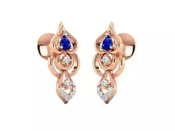 Rose Gold Earrings With Sapphire