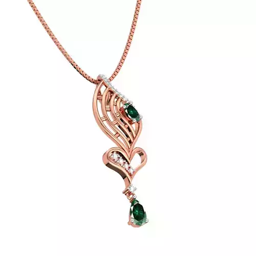 Heart Shaped Rose Gold Pendant With Emerald 12
