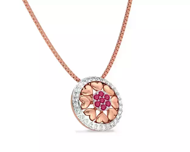 Round Shaped Pendant With Ruby 1