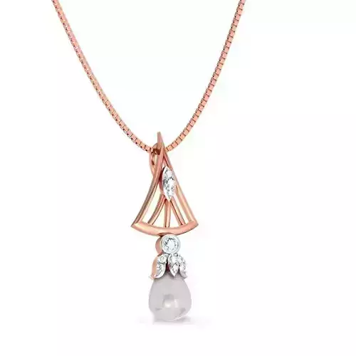 Bell Shaped Rose Gold Pendant With Pearl 3D print model