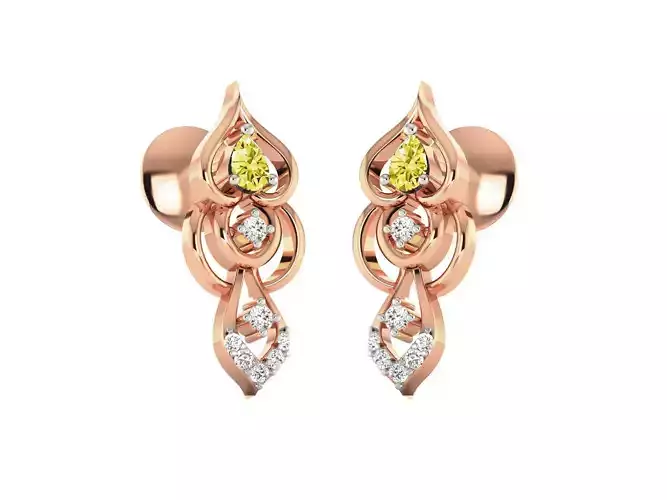 Rose Gold Earrings With Gemstone