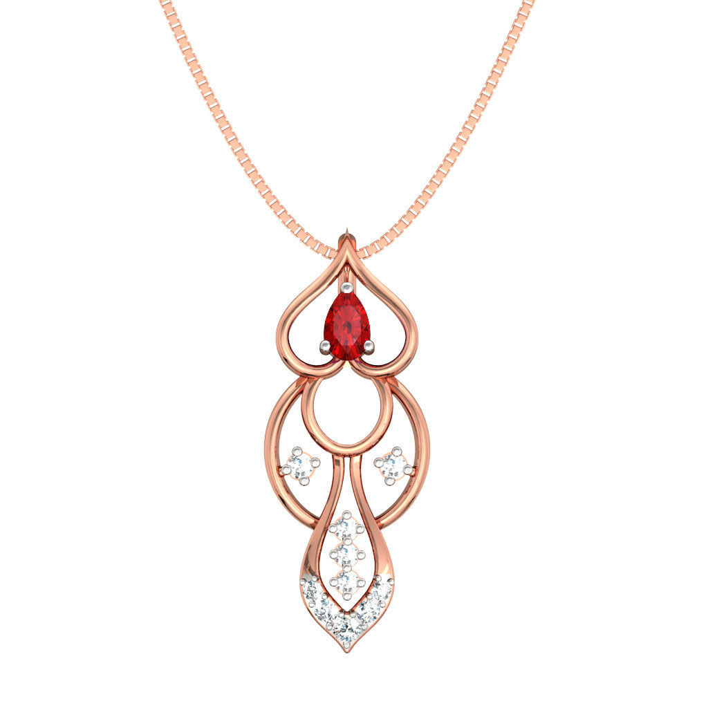 Rose Gold Pendant With Ruby 1 3D print model_3