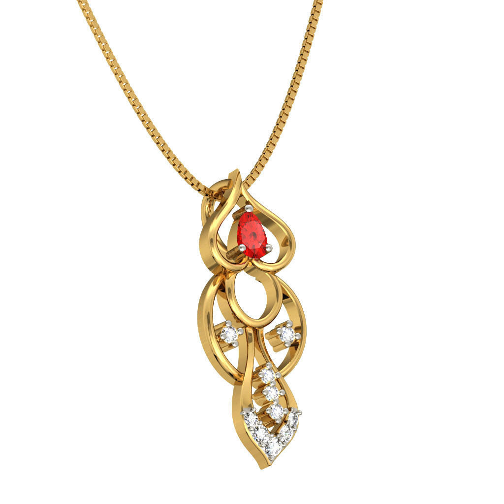 Rose Gold Pendant With Ruby 1 3D print model_7