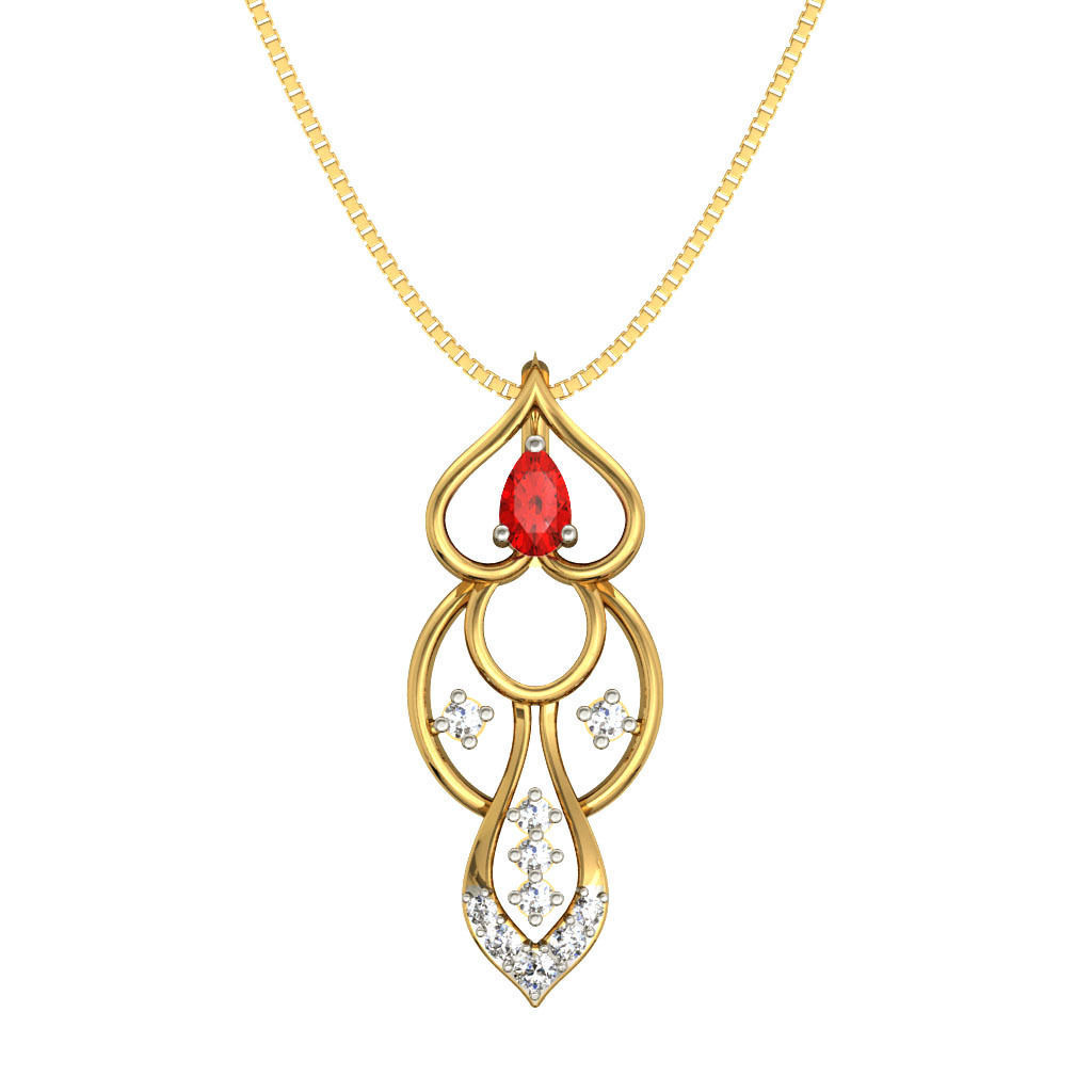 Rose Gold Pendant With Ruby 1 3D print model_5