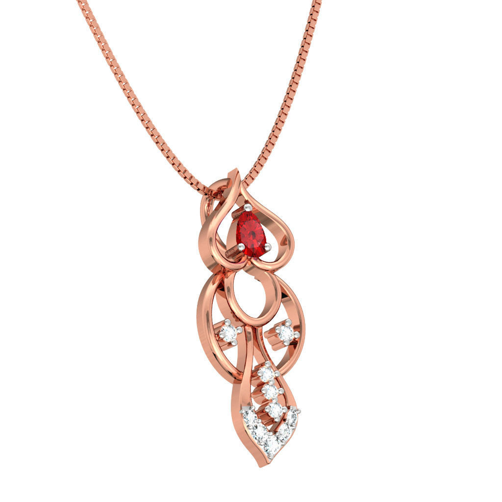 Rose Gold Pendant With Ruby 1 3D print model_6