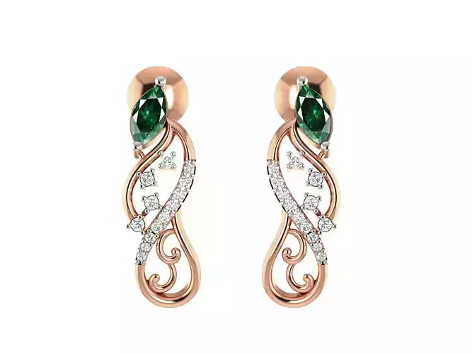 Rose Gold Earrings With Emerald 1