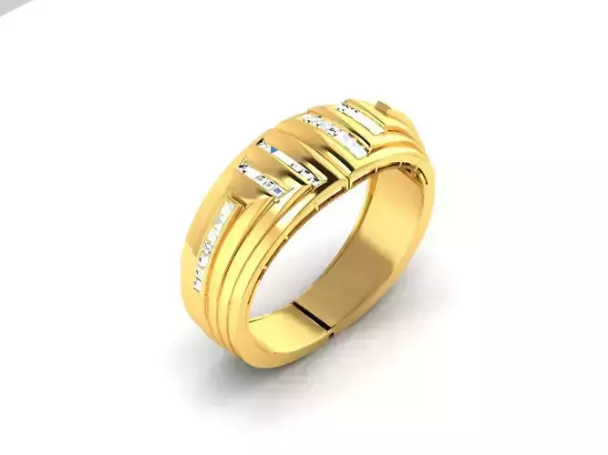 Gold Ring With Diamonds 17 3D print model
