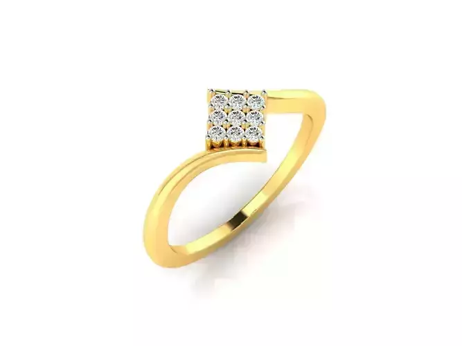 Spiral Square Gold Ring With Diamonds