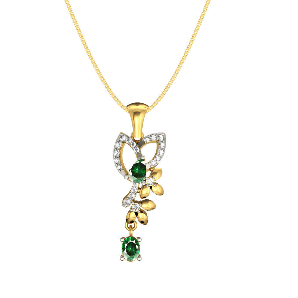 Gold Pendant With Emerald 2 3D print model_2