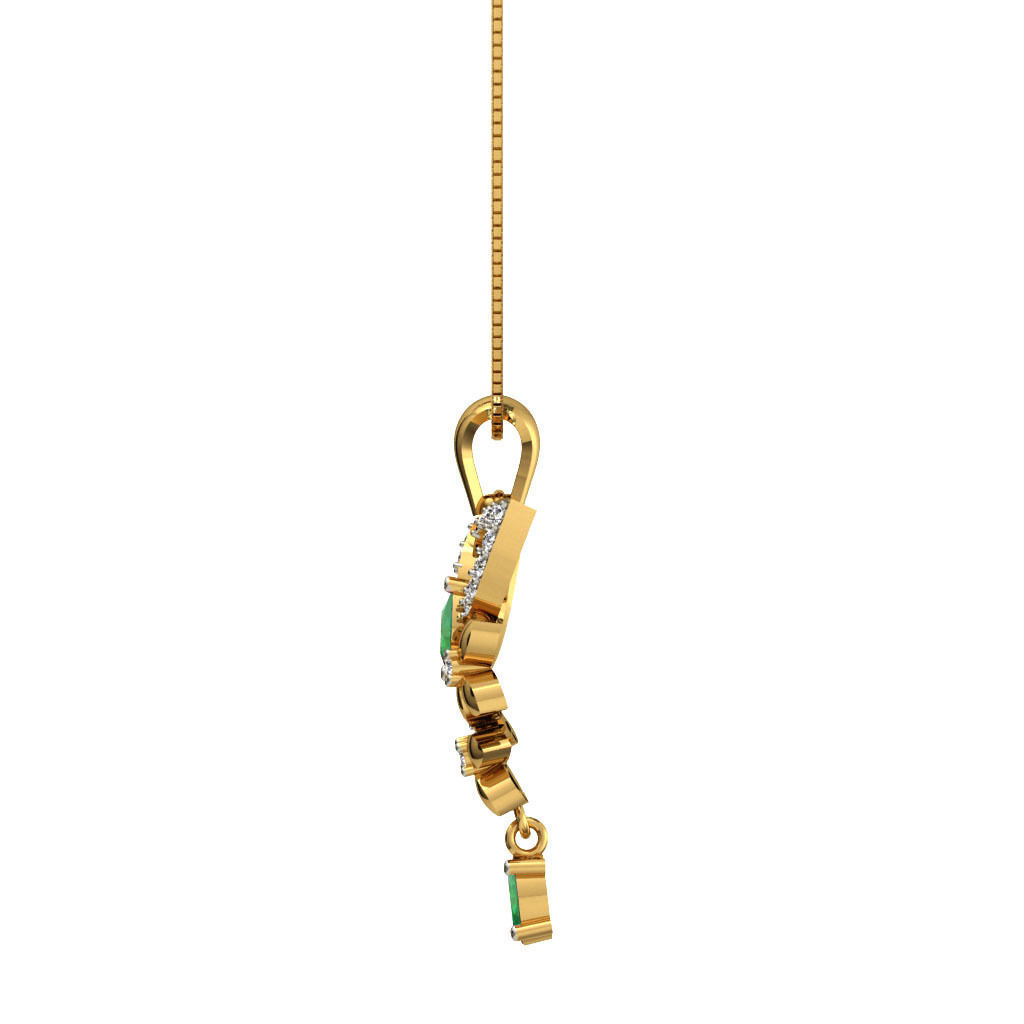 Gold Pendant With Emerald 2 3D print model_1