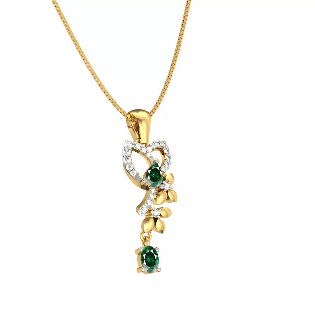 Gold Pendant With Emerald 2 3D print model_0
