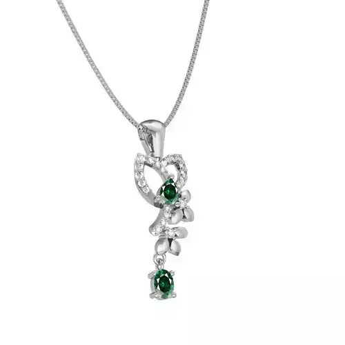 Silver Pendant With Emerald