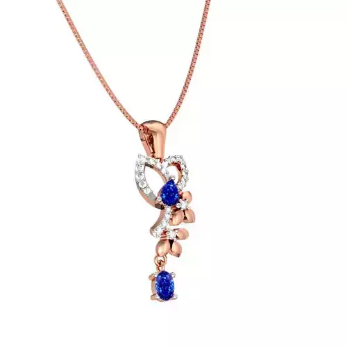 Floral Design Rose Gold Pendant With Sapphire