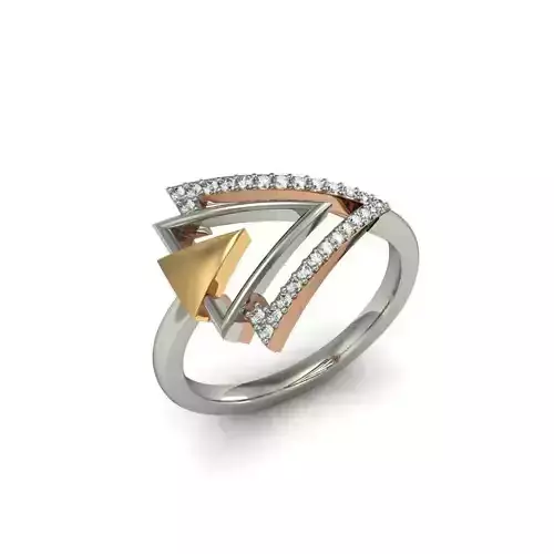 Triangle Shaped 3 Metal Ring With Diamonds 1