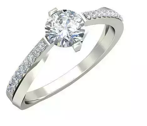 Silver Side Stone Engagement Ring
