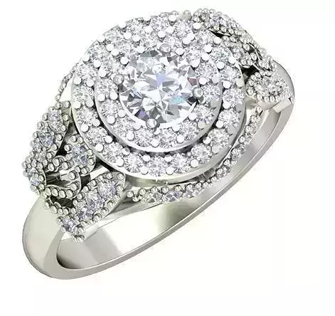 Round Shaped Halo Silver Ring With Diamonds 3