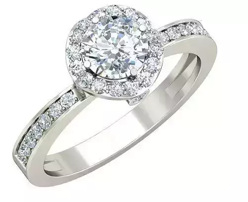 Round Shaped Halo Silver Ring With Diamonds 4