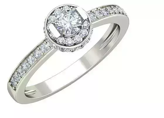 Round Shaped Halo Silver Ring With Diamonds 5