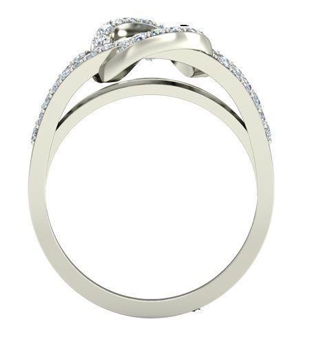 Round Shaped 2 Row Silver Ring With Diamonds 3D print model_1