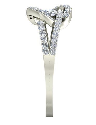 Round Shaped 2 Row Silver Ring With Diamonds 3D print model_2