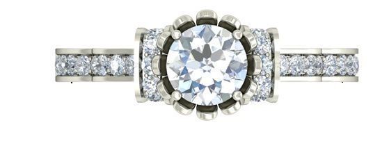 Silver Side Stone Ring With Diamonds 10 3D print model_3