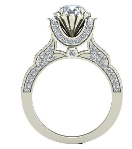 Silver Side Stone Ring With Diamonds 10 3D print model_1