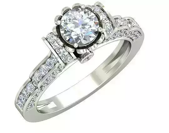 Silver Side Stone Ring With Diamonds 10