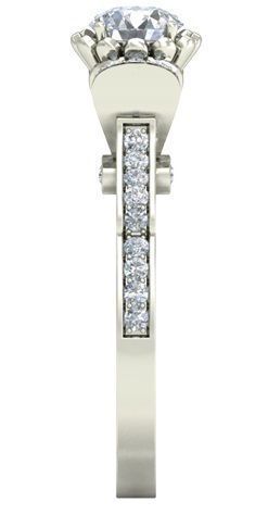 Silver Side Stone Ring With Diamonds 10 3D print model_2