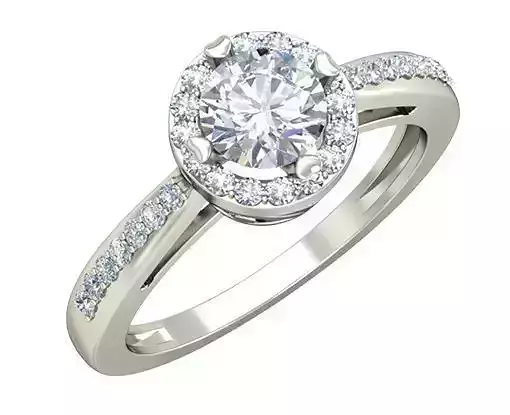 Round Shaped Halo Silver Ring With Diamonds 8