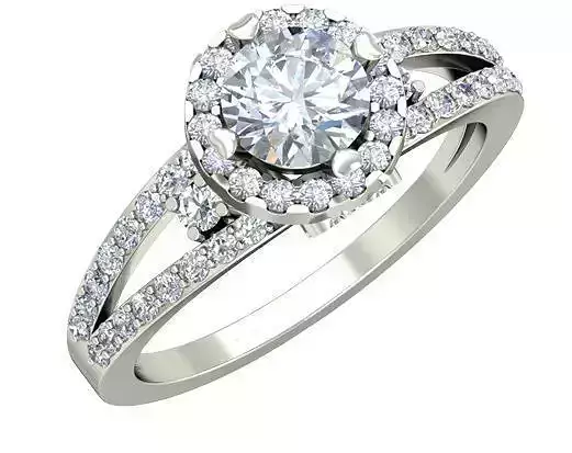 Round Shaped Halo Silver Ring With Diamonds 9