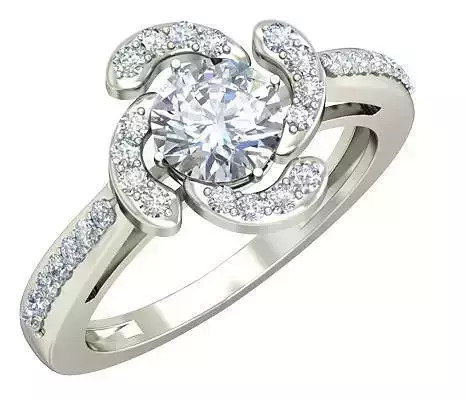 Flower Shaped Silver Ring With Diamonds 3