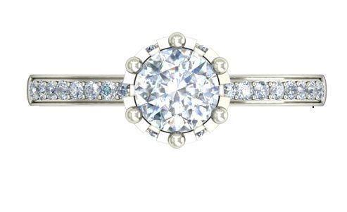 Silver Side Stone Ring With Diamonds 11 3D print model_3