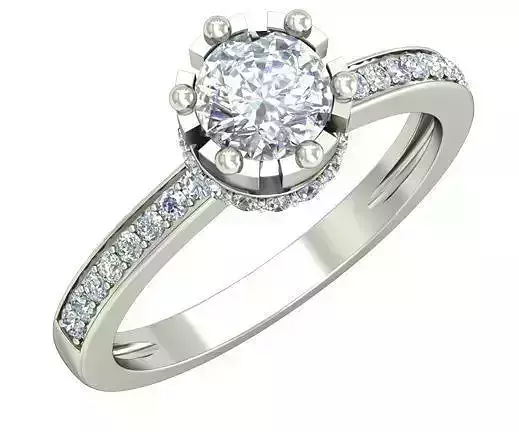 Silver Side Stone Ring With Diamonds 11