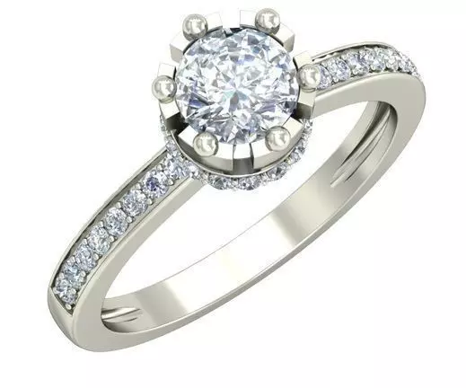 Silver Side Stone Ring With Diamonds 11 3D print model_0