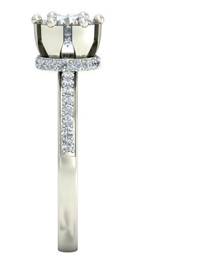 Silver Side Stone Ring With Diamonds 11 3D print model_2