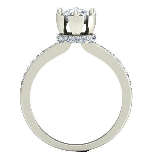 Silver Side Stone Ring With Diamonds 11 3D print model_1