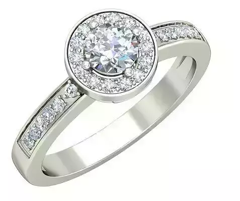 Round Shaped Halo Silver Ring With Diamonds 12