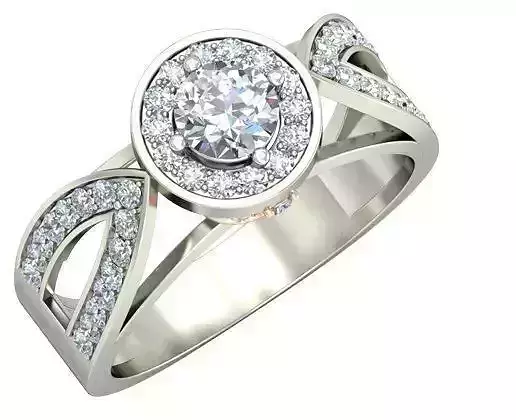 Round Shaped Halo Silver Ring With Diamonds 13