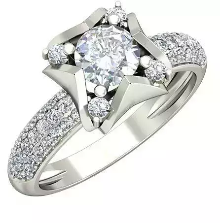 Flower Shaped Side Stone Ring With Diamonds 4