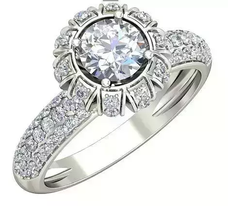 Flower Shaped Side Stone Ring With Diamonds 5