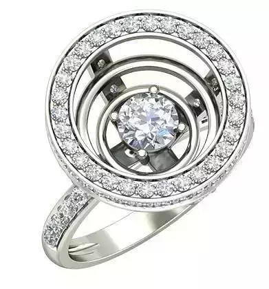 Round Cup Shaped Silver Ring With Diamonds