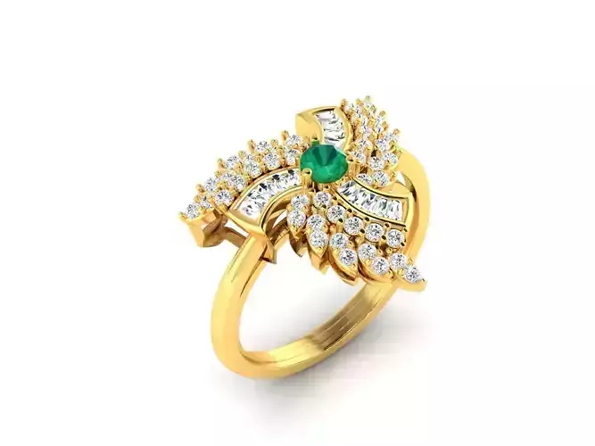Flower Shaped Gold Ring With Gemstone 3
