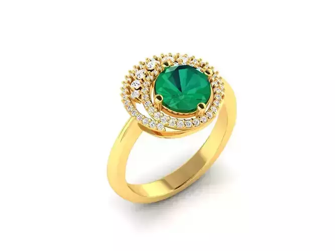 Gold Engagement Ring With Emerald