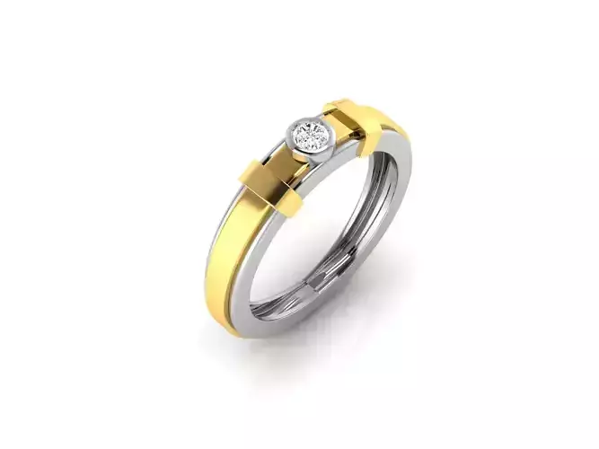 Multimetal Engagement Ring With Diamonds 3D print model
