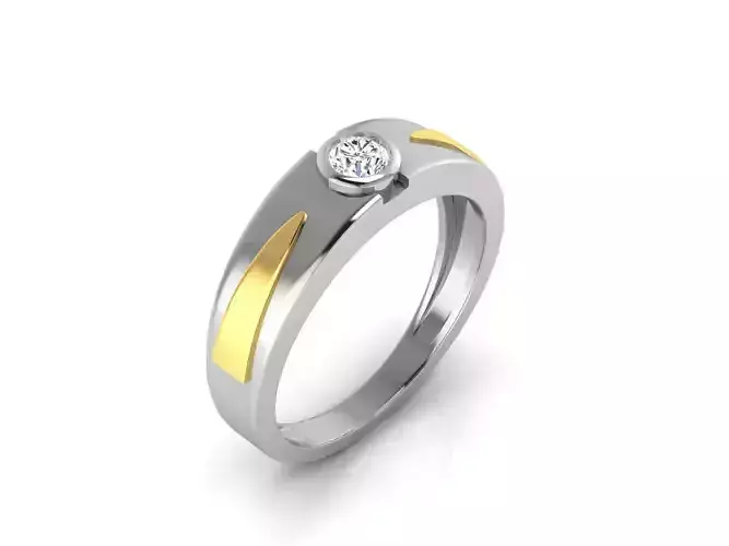 Multimetal Engagement Ring With Diamonds 1 3D print model