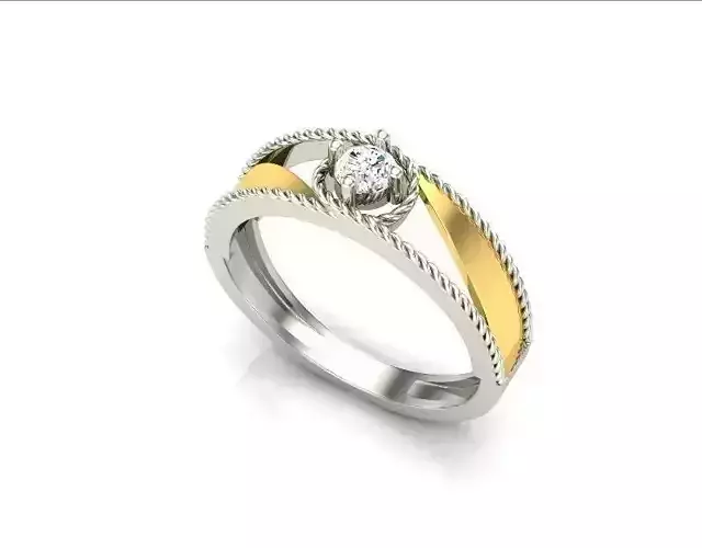 Multimetal Engagement Ring With Diamonds 6