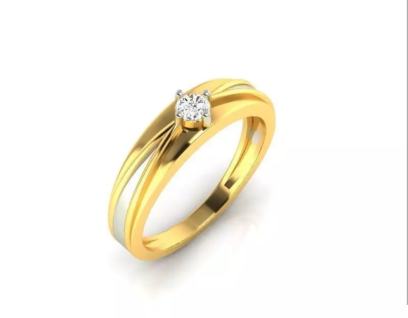 Multimetal Engagement Ring With Diamonds 8 3D print model